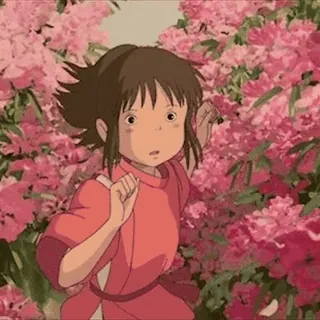 🌸 Chihiro Ogino Spirited Away el viaje de chihiro, anime, chihiro, ghibli, flores, dibujos animados whatsapp sticker