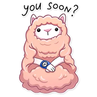 ⌚ you soon? Lama, Alpaka, süß, Tier, Cartoon, wartend, zusehen whatsapp sticker