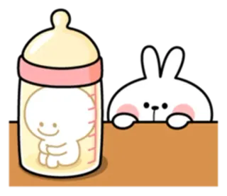 👀 cartoon, bunny, baby bottle, cute, character, illustration, rabbit telegram sticker