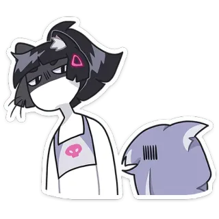 😒 anime style, cat character, sticker, cartoon telegram sticker