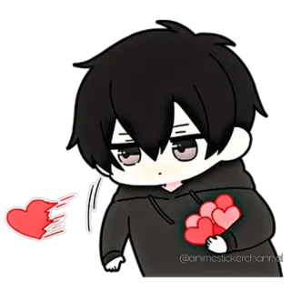🥰 anime, boy, hearts, love, cute whatsapp sticker