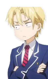 😏 Anime, Personnage, Cheveux blonds, Uniforme scolaire whatsapp sticker