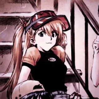🎪 Asuka Langley Soryu Neon Genesis Evangelion DELL anime, girl, hat, character, manga, evangelion, aska langley soryu telegram sticker