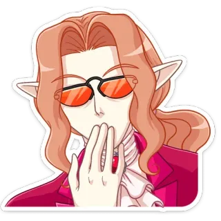 🤭 anime, elf, cartoon, character, glasses, portrait telegram sticker