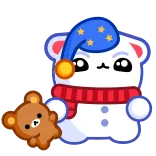 😪 orso, cartone animato, carino, cuffia da notte, orsacchiotto, sciarpa telegram sticker