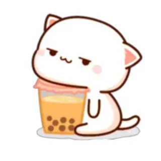 🍃 cat, boba, tea, kawaii, cute, drink telegram sticker