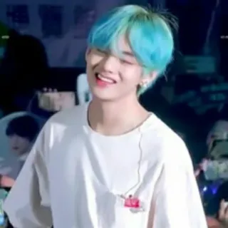 🧬 V Kpop, Chanteur, Célébrité, BTS, Idole, Homme, Cheveux bleus whatsapp sticker