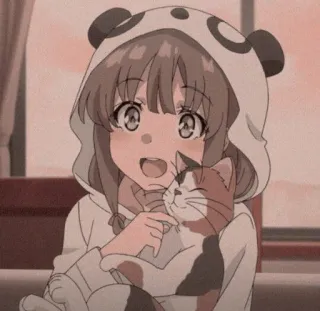 〰️ anime, girl, cat, panda, cute, kawaii telegram sticker
