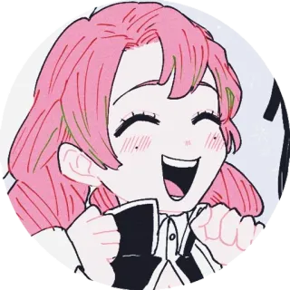 😆 Mitsuri Kanroji Demon Slayer Anime, Diệt Quỷ Cứu Quốc, Mitsuri Kanroji, Tóc Hồng, Vui Vẻ, Cười, Sticker telegram sticker