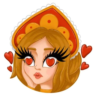 😍 mulher, menina, amor, coração, dia dos namorados, russo, kokoshnik whatsapp sticker
