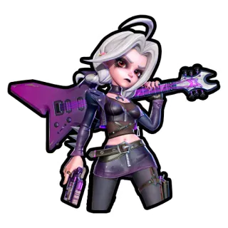 ⚰️ charakter, gitarre, mädchen, lila, flasche, stil telegram sticker