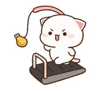 🏋‍♀ chat, tapis de course, exercice, dessin animé, mignon, adorable, drôle telegram sticker