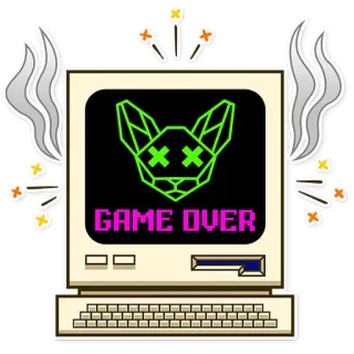 💀 GAME OVER game, computer, retro, pixel art, neon, vintage, 8-bit, game over telegram sticker