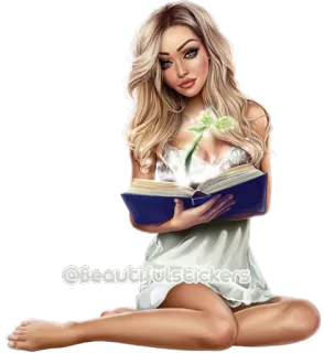 📖 @beautifullstickers mujer, leyendo, libro, fantasía, mágico, chica, hermosa, pegatina telegram sticker