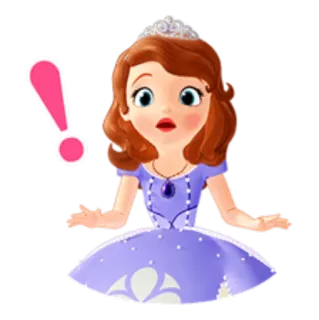 😧 Sofia princesse, dessin animé, animé, robe violette, tiare, surprise telegram sticker