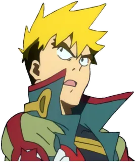 😦 Kamina Gurren Lagann anime, cartoon, character, spiky hair telegram sticker