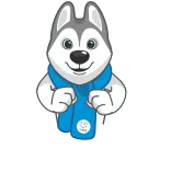 🥴 husky, chó, hoạt hình, khăn quàng cổ, động vật telegram sticker