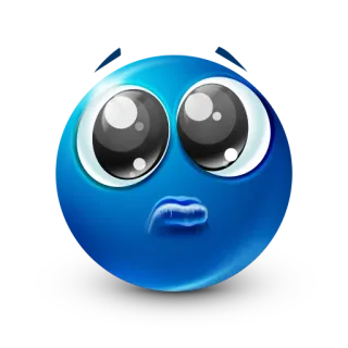 🥺 azul, emoji, cara, dibujo animado, expresión, puchero whatsapp sticker