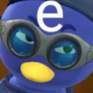 😀 e Personagem, Desenho animado, Azul, Animado, Letra E, Óculos telegram sticker