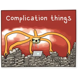 😣 Complication things ленивец, компьютер, работа, стресс, сложность, вещи whatsapp sticker