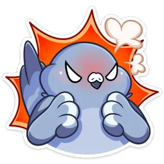 😡 chim, tức giận, hoạt hình, bồ câu, dễ thương, động vật, emoji telegram sticker