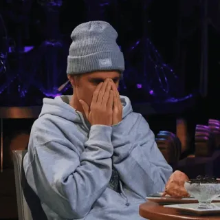 🌑 Justin Bieber Justin Bieber, singer, celebrity, sad, crying, embarrassed telegram sticker