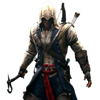 🔪 Connor Kenway Assassin's Creed III assassin, creed, video game, weapons, hood, colonial, tomahawk telegram sticker