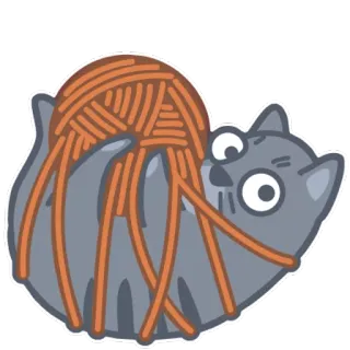 😒 gato, lana, ovillo de lana, lindo, animal, juguetón telegram sticker