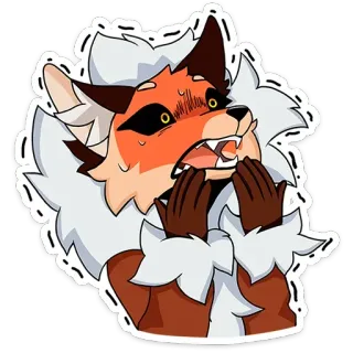 🫣 renard, animal, dessin animé, personnage, autocollant, poilu, effrayé, choqué telegram sticker