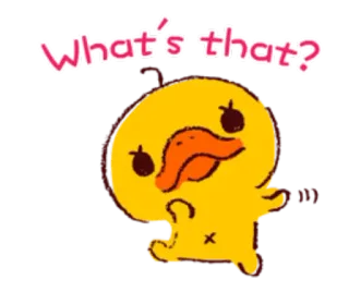 🤔 What's that? pato, lindo, pregunta, amarillo, pájaro, animal, dibujo animado telegram sticker