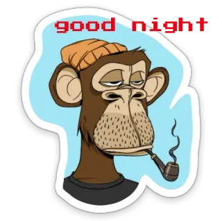 😂 good night khỉ, nft, khỉ, tẩu, chúc ngủ ngon, phim hoạt hình whatsapp sticker
