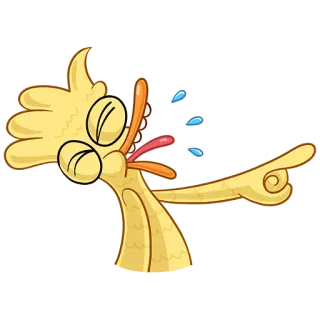 😂 Мультфильм, Указывает, Смеется, Желтый, Птица telegram sticker