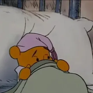 🌿 Winnie the Pooh Winnie the Pooh, cartoon, sleeping, bed, cute, disney, bear telegram sticker