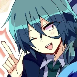 💙 Anime, Manga, Personaggio, Segno di pace, Sorridendo, Carino whatsapp sticker