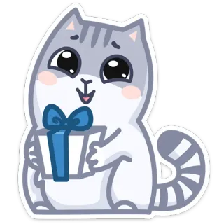 🎁 gato, gatinho, presente, lembrança, fofo, animal, animal de estimação, adesivo whatsapp sticker