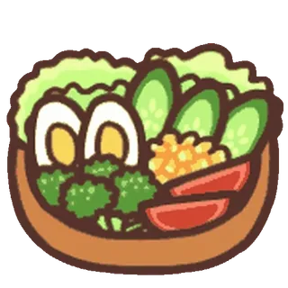 😊 ensalada, comida, verduras, saludable, huevo, tomate, pepino whatsapp sticker