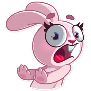 ✋ conejo, dibujos animados, rosa, impactado, asustado, animación telegram sticker