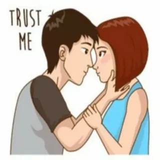 👫 TRUST ME kepercayaan, pasangan, cinta, romansa, hubungan, kartun whatsapp sticker