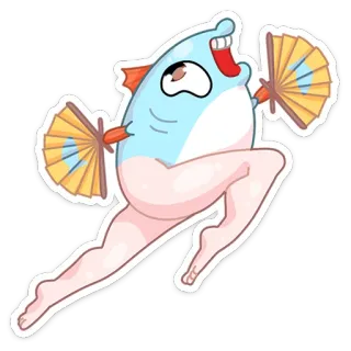 💃 ปลา, ขา, แฟน, เต้น, ตลก, การ์ตูน telegram sticker