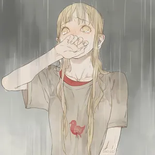 😭 triste, llorando, lluvia, anime, chica, lagrimoso telegram sticker