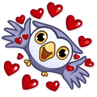 ❤ búho, corazones, amor, lindo, pegatina, dibujos animados, ilustración whatsapp sticker