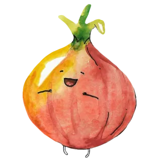 😄 zwiebel, gemüse, essen, cartoon, aquarell telegram sticker