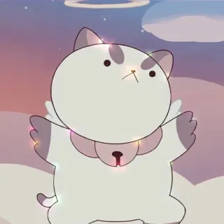 🥯 gatto, angelo, carino, kawaii, cartone animato, animale telegram sticker