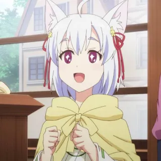 🤩 anime, cat girl, cute, kawaii, ears, white hair telegram sticker