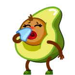 🤧 авокадо, фрукт, больной, мультфильм, каваий telegram sticker