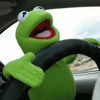 😐 Kermit Kermit la rana, guida, pupazzo, Muppets, auto, volante telegram sticker
