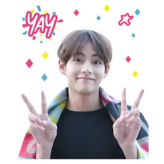 ✌️ YAY kpop, знак мира, фан стикер, BTS whatsapp sticker