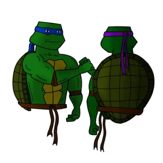 🤝 Teenage Mutant Ninja Turtles TMNT, นินจาเต่า, การ์ตูน, ฮีโร่, เพื่อน telegram sticker