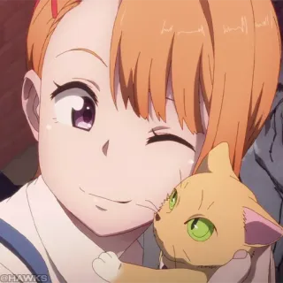 👻 Anime, Gatto, Ragazza, Cartone animato, Carino, Amichevole telegram sticker
