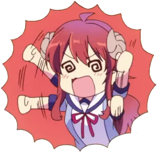 👹 Yuko Yoshida Machikado Mazoku Anime, Demone, Carino, Chibi, Frustrato, Manga telegram sticker